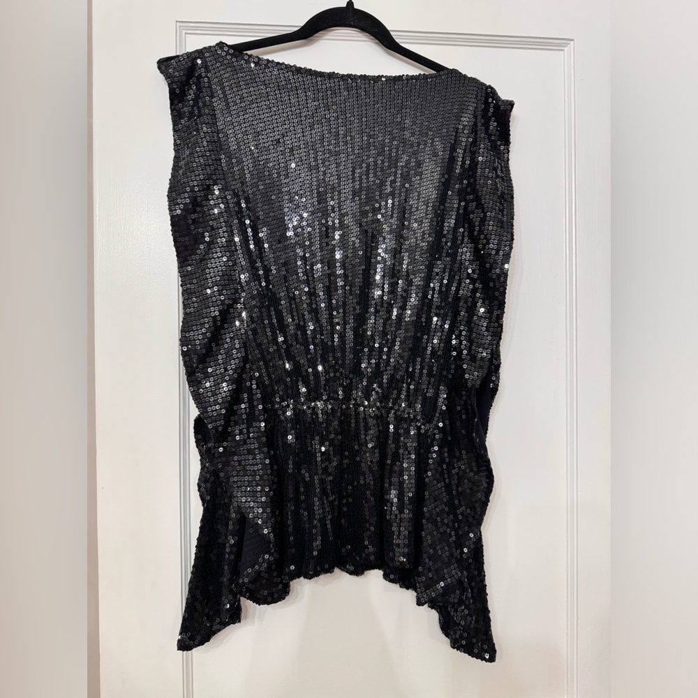 Free people black sequined sleeveless blouse size small